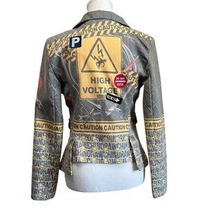 RAW WOMEN'S CUSTOM GRUNGE PATWORK GRAPHIC SLIM FIT JAKET - S
